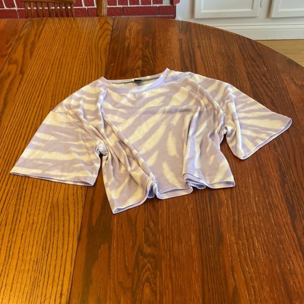 SHEIN Dusty Purple Zebra Tie Dye Crop Top S